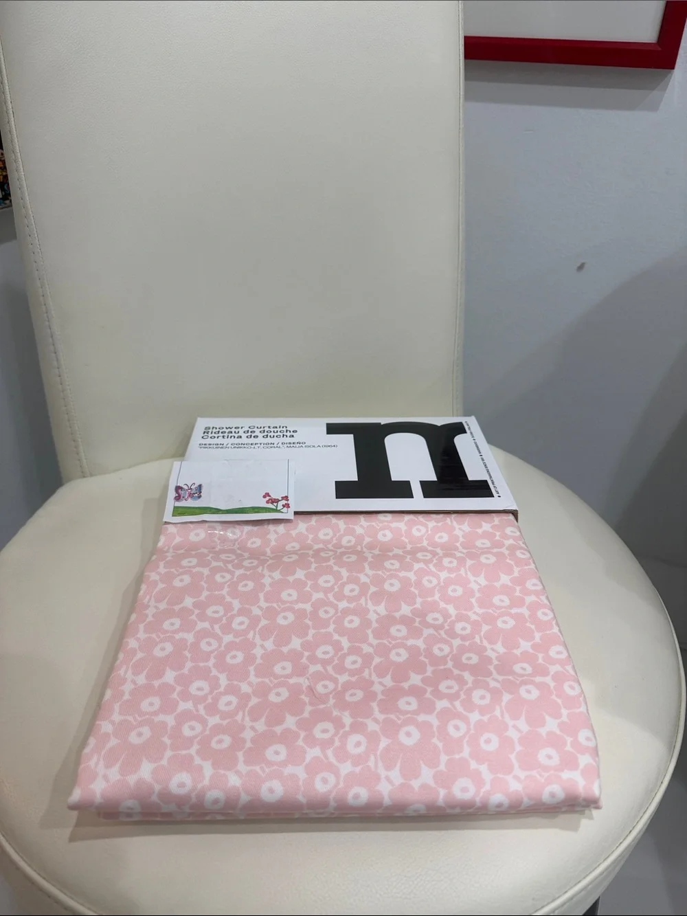 Marimekko Pink and White Floral Shower Curtain